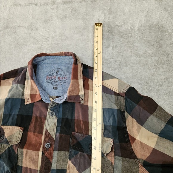 North River Men's XL Plaid‎ Long Sleeve Button Down Western Shirt - Picture 4 of 5